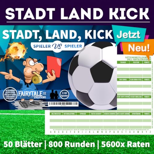 Stadt Land Kick | Das Stadt Land Fussball Spiel | Familienspiel | Kinderspiel | Geburtstagsgeschenk besonders beliebt bei Männern, Jungs und Vätern | Fußball Game | Stadt Land Fußball | Geschenkidee Stadt Land Kick | Das Stadt Land Fussball Spiel | Familienspiel | Kinderspiel | Geburtstagsgeschenk besonders beliebt bei Männern, Jungs und Vätern | Fußball Game | Stadt Land Fußball | Geschenkidee von Generic