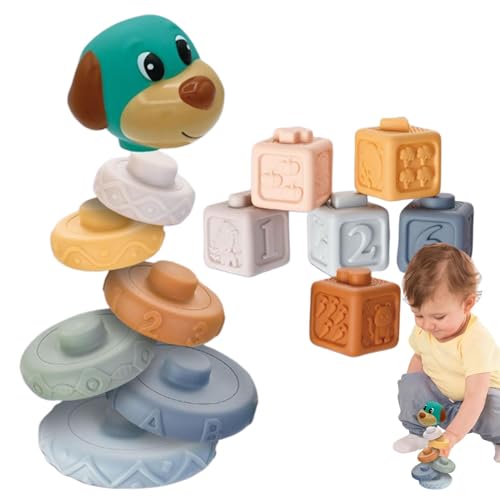 Stapelbare Bausteine, Stapelbares Spielzeug-Balancespiel, stapelbares Spielzeug für Mädchen, Tier-Design, buntes Baustein-Set für Zuhause von Generic