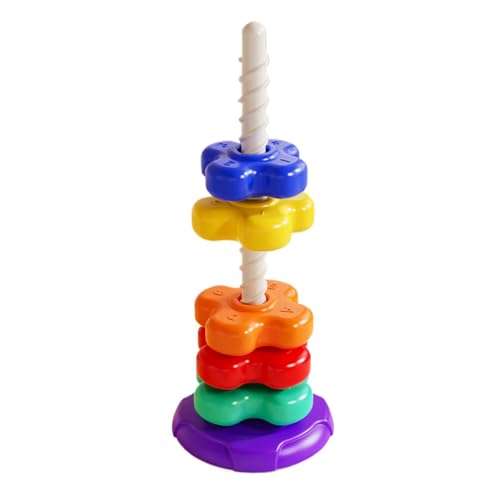 Stapelbarer Regenbogenturm | Stapelbares Spinner-Turm-Spielzeug | Pädagogische und interaktive Lernstapelspielzeuge, Lernspielzeug zur Hand-Auge-Koordination für Kinder ab 3 Jahren von Generic