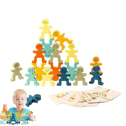 Stapelbares Spielfiguren-Set, stapelbares Baustein-Set, sensorisches Balancier-Block-Set aus Holz | Frühe Lernstapel, Vorschule Spielzeug für und F von Generic