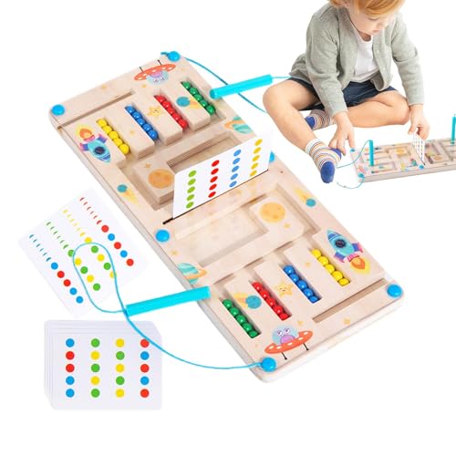 Stapelbares Spielzeug, Farbsortierung, vierfarbiges Perlen-Set, stapelbare Brettspiele, 4-farbige Holzperlenspiele, Brain Teaser, Vorschulpuzzle-Set C von Generic