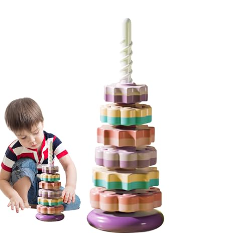 Stapelbares Spielzeug für Babys, Spin Again Spielzeug | Sensorisches Spielzeug Bunte Stapelringe Spin Stacker | Rotierendes Spielzeug für die Entwicklung von Fähigkeiten, Babys über 12 Monate, Hilfe von Generic