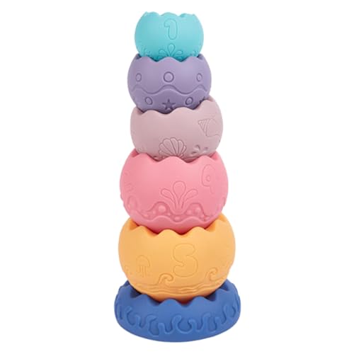 Stapelbares Turm-Spielzeug, Regenbogen-Spielzeug, stapelbares Spielzeug aus Gummi, Eierschale, sensorisches Stapelspielzeug, weiche Bausteine, Vorschul-Lernspielzeug für Stapelbares Turm-Spielzeug, Regenbogen-Spielzeug, stapelbares Spielzeug aus Gummi, Eierschale, sensorisches Stapelspielzeug, weiche Bausteine, Vorschul-Lernspielzeug für von Generic