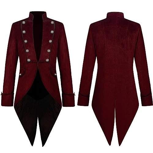 Steampunk Frack Herren - Retro Gothic Mantel Renaissance Mittelalter Kleidung Tailcoat Kostüm Viktorianische Gehrock Smoking Kostüm für Männer Halloween Cosplay Verkleidung kostüm von Generic