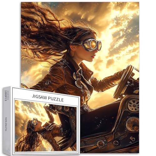 Steampunk Frauen-Puzzles für Erwachsene, Fantasie-Kunststil-Puzzle, anspruchsvolle Familienaktivitäten, buntes Bastelpuzzle für Heimdekoration, Geschenke, 50 x 70 cm, 1000 Teile von Generic