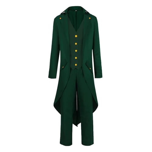 Steampunk Herren Frack Set Grün Gothic Jacke Herren Lang Inkl. Hut Zepter Fliege Hose Mittelalterliches Mantel Edelmann Tuxedo Viktorianischenn Palast Kleidung Theater Cosplay Halloween Outfit Steampunk Herren Frack Set Grün Gothic Jacke Herren Lang Inkl. Hut Zepter Fliege Hose Mittelalterliches Mantel Edelmann Tuxedo Viktorianischenn Palast Kleidung Theater Cosplay Halloween Outfit von Generic
