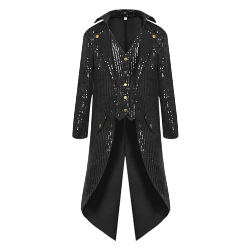 Steampunk Herren Jacke Pailletten Gothic Frack Lang Klassiker Grün Glitzer Mantel Mittelalter Gehrock Tuxedo 70er Zweireihig Glitzerjacke Viktorianischen Kleidung Halloween Piratenkostüm Steampunk Herren Jacke Pailletten Gothic Frack Lang Klassiker Grün Glitzer Mantel Mittelalter Gehrock Tuxedo 70er Zweireihig Glitzerjacke Viktorianischen Kleidung Halloween Piratenkostüm von Generic
