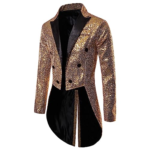 Steampunk Herren Pailletten Jacke - Gothic Frack Mantel Glitzer Punk Gehrock Mittelalter Mäntel Smoking für Männer Halloween Kostüm Karneval Party Nightclub Show Cosplay Kleidung von Generic