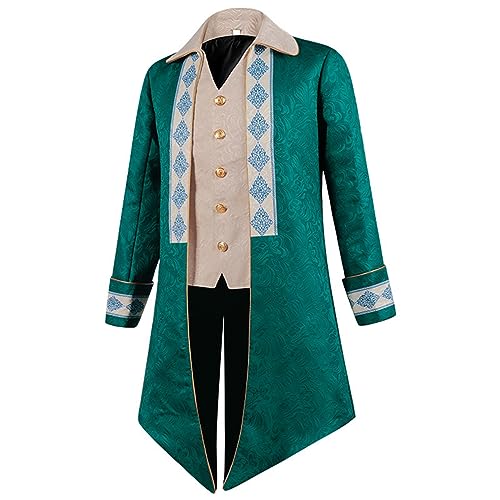 Steampunk Herren Tuxedo Jacquard, Gothic Frack Herren Midi, Trendy Grün Mantel Viktorianische Hof Gehrock Retro Mittelalter Elegant Jacke Theater Performance-Kleidung Cosplay Halloween Kostüm Steampunk Herren Tuxedo Jacquard, Gothic Frack Herren Midi, Trendy Grün Mantel Viktorianische Hof Gehrock Retro Mittelalter Elegant Jacke Theater Performance-Kleidung Cosplay Halloween Kostüm von Generic