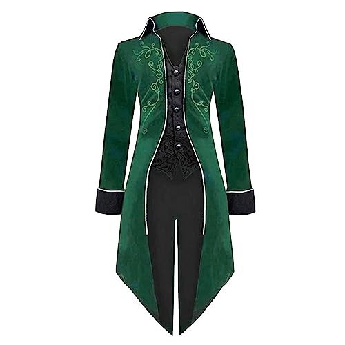 Steampunk Kostüm Herren, Halloween Fashing Smoking Kostüm Gothic Kleidung Herren, Smokings Für Herren Viktorianischen Gehrock Uniform Smoking Retro Langer Button Kleidung Cosplay Smoking Mittelalter von Generic