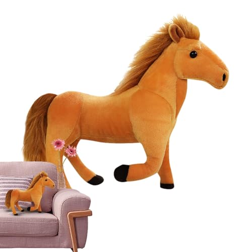 Stofftier, Plüschpuppe - Realistisches Pferdepony mit 3D-Augen | Home Decors Pony-Puppen, angenehm anzufassen, für Fotografie-Requisiten, Wohnzimmer, Schlafzimmer, Arbeitszimmer von Generic