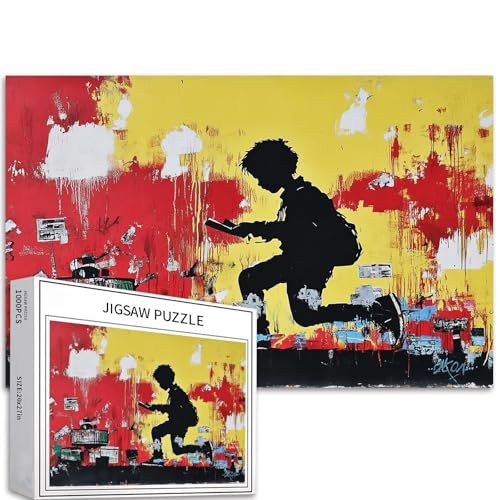 Street Graffiti Puzzle für Erwachsene, moderne Kunst, Banksy-Stil, Puzzle, anspruchsvolle Familienaktivitäten, buntes Bastelpuzzle für Heimdekoration, Geschenke, 68 x 50 cm, 1000 Teile von Generic