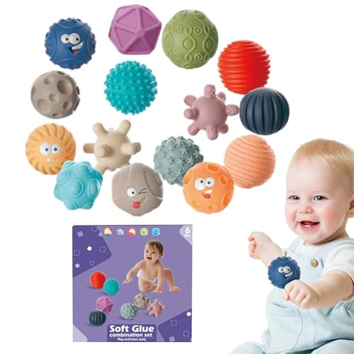 Strukturiertes multisensorisches Spielzeug - sensorischer Ball, Fidget Squeezy Bouncy Multi Balls | Bunte, strukturierte Multi-Softball-Sets für Kleinkinder, Mädchen, und Freunde von Generic