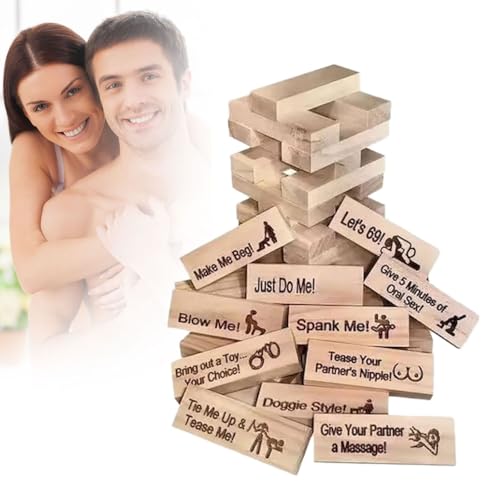 Super Couple Paare Game Blocks, Spielblöcke Set, Super Frecher Block Turm Spiel, Nacht Kreative Paar Spiele Verabredungen Nacht, Valentine Tumbling Tower Stacking Blocks Holzblöcke mit Wahrheit von Generic