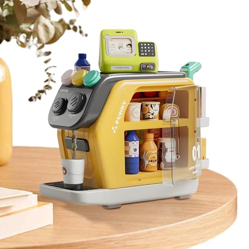 Supermarkt-Lebensmittelgeschäft-Spielset – Registrierkasse, Kaffeemaschine, Lebensmittelkühlschrank, Spielzeug | Kinder Supermarkt Registrierkasse Kaffeemaschine Kühlschrank Spielzeug für Kinder, Kind von Generic