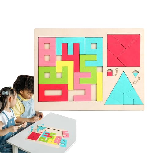 Tangram-Blöcke, Tangram-Rätsel,Holzpuzzles Denkspiele - Intelligenz-Lernspielzeug, geometrische Form-Rätsel, pädagogisches Tangram-Spielzeug für und Mädchen ab 3 Jahren von Generic