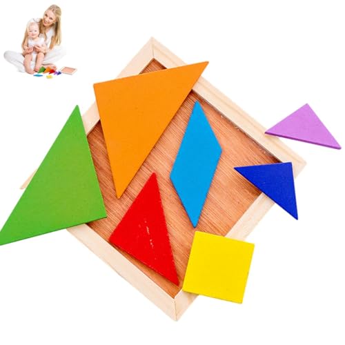 Tangram für Kinder – Buntes kognitives Lernspielzeug mit Formen, Tangram-Puzzle aus Holzblöcken mit Mustern für Kinder, Spielzeug | Tangram-Muster-Herausforderung, Tangram-Formen-Puzzle-Set von Generic