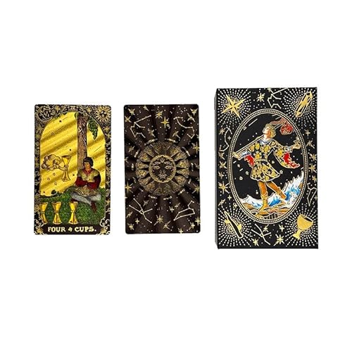 Tarotkarten mit Goldfolie, farbig bedruckte Tarotkarten, PVC, wasserdichte Tarotkarten (schwarze Sonne) von Generic