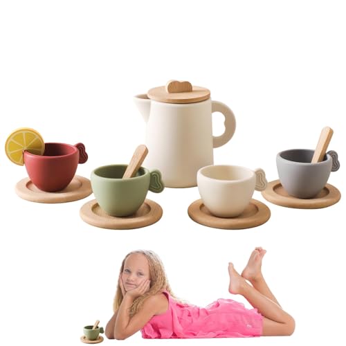 Tea Set for Adults - Wooden Tea Set | Tea Set Kids | Tea Set for Little Girls | Pretend Play Tea Set | Princess Game Wooden Tea Time Set Toy | Rich and Colorful Indoor Activity Set for Birthday von Generic