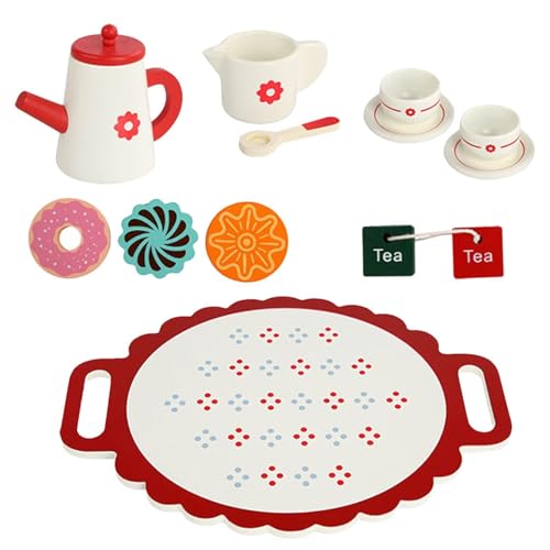 Tee -Set, Tee -Sets für Mädchen | Prinzessin Nachmittag Tee Set Holzspiel Teaset - Realistische vorgetäuschte Spielzeugrolle Spielen Küchenzubehör für neues Jahr, von Generic