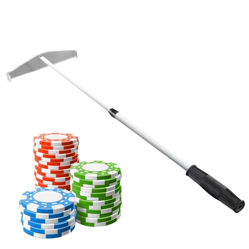 Teleskopischer Chip-Rechen – Poker-Chip-Schieber, Einziehbarer Chip-Stick-Schieber, Tragbarer Sammelrechen, Würfel-Putter-Stab, Casino-Zubehör Aus Metall, Teleskop-Poker-Chip-Eggen-Sammler, Würfel-Put von Generic