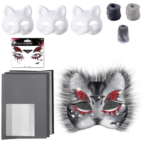 Therian Katzenmaske Mask, DIY Papier Maske mit Kuns Fell und Eye Mesh, Kunststoffnetzfolie, Therian Mask, Unbemalt Masken für Halloween, Karneval, Maskerade Therian Katzenmaske Mask, DIY Papier Maske mit Kuns Fell und Eye Mesh, Kunststoffnetzfolie, Therian Mask, Unbemalt Masken für Halloween, Karneval, Maskerade von Generic