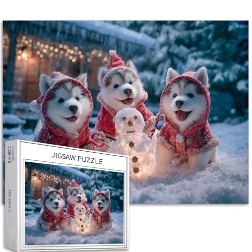 Three Christmas Huskies 1000 Teile Puzzle für Erwachsene, Weihnachtskostüm, Kunst-Puzzle, bunte DIY-Puzzles für Heimdekoration, Geschenke, Familienpuzzle, perfekt für Spielabende, 68,6 x 50,8 cm Three Christmas Huskies 1000 Teile Puzzle für Erwachsene, Weihnachtskostüm, Kunst-Puzzle, bunte DIY-Puzzles für Heimdekoration, Geschenke, Familienpuzzle, perfekt für Spielabende, 68,6 x 50,8 cm von Generic