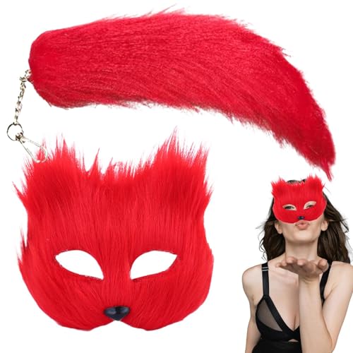 Tier-Cosplay-Maske, Tierschwanz-Kostüm, Wolf-Cosplay-Kostüm, pelziges Kostüm, Tier-Rollenspiel, halbe Gesichtsabdeckung, Cosplay-Maske für Partys von Generic