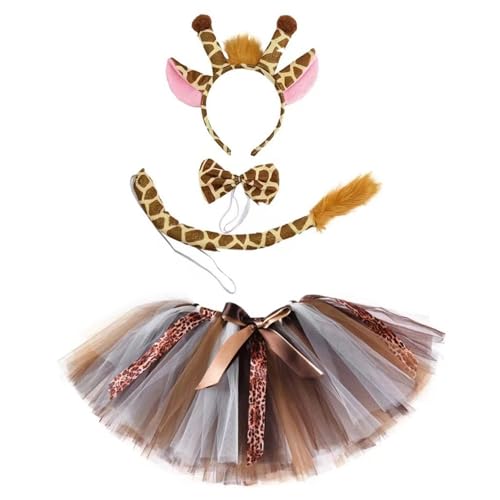 Tier Kostüm Kinder Tierkostüm Mädchen TüTü Zubehör Stirnband Tier Ohren Set Tutu Rock Karneval Tüllrock Party Cosplay Verkleidung Prinzessin Outfit Fasching Kostümzubehör von Generic