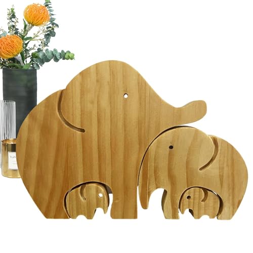 Tierfamilie Figuren aus Holz, Tierpuzzles aus Holz für die Familie - Tierfamilie Kunstpuzzle | Tierfamilie Puzzle, Heimdekoration für Kleinkinder, Dekoration von Generic