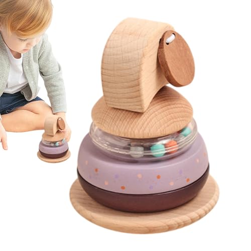 Tierspielzeug aus Holz | Frühes Lernspielzeug für Kleinkinder, Kinder-Stapelturm, Elefant, stapelbar, frühkindliche Bildung, Puzzle-Spielzeug für Kinder von Generic