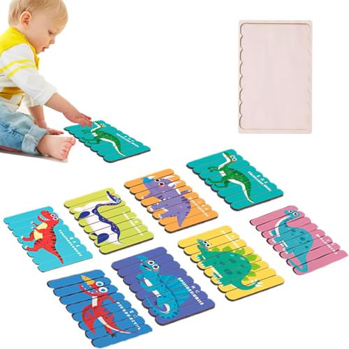 Tierstreifen passende Rätsel, hölzerne Puzzle -Rätsel Set | Lustiges sensorisches Spielzeug,8X hölzerne Kinder Reisespiele, Feinmotorik -Lernwerkzeug für, Mädchen von Generic