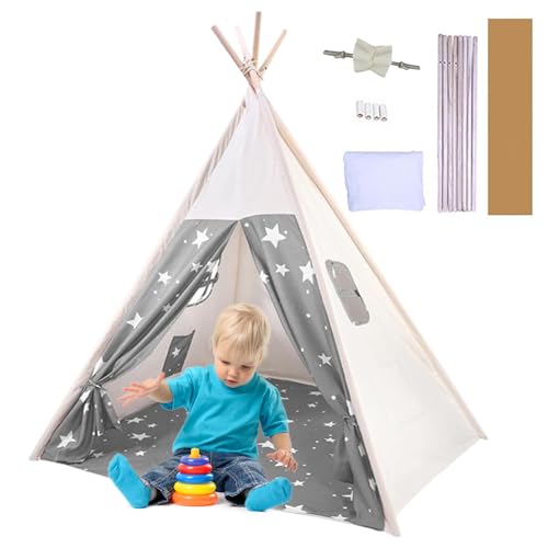 Tipi Zelt für Kinder Indoor 116x120cm Waschbar Tippi Kinderzelt für Drinnen,Tipi Zelt Kinderzimmer, Spielzelt für Mädchen & Jungen,Spielzeug für 3~5 Jahre von Generic