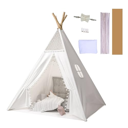 Tipi Zelt für Kinder Spielzelt Tippi Kinderzelt mit Tragetasche&Bunte Flagge,Waschbar Kinderzelt für Drinnen, 160cm Tipi Zelt Kinderzimmer, Spielzelt für Mädchen & Jungen,Spielzeug für 3~5 Jahre von Generic