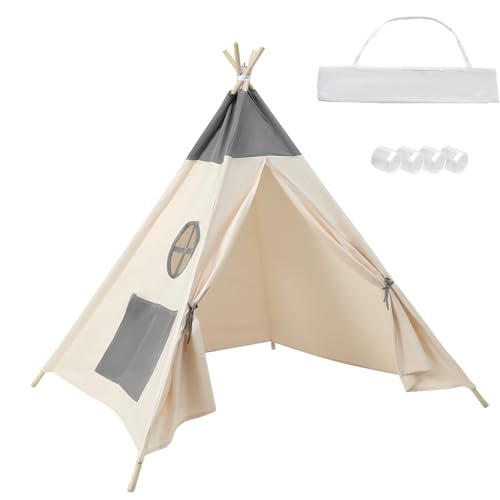 Tipi Zelt für Kinder Spielzelt Tippi Kinderzelt mit Tragetasche&Bunte Flagge,Waschbar Kinderzelt für Drinnen, Tipi Zelt Kinderzimmer, Spielzelt für Mädchen & Jungen,Spielzeug für 3~5 Jahre von Generic