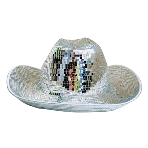 Toller Cowboyhut Disco Ball Cap | Disco Ball Hat Glass - Toller Discokugelhut für DJ Club Stage Bar Dance von Generic