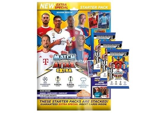 Topps Champions League Match Attax EXTRA 2023/24-1x Starterpack + 3X Booster von Generic