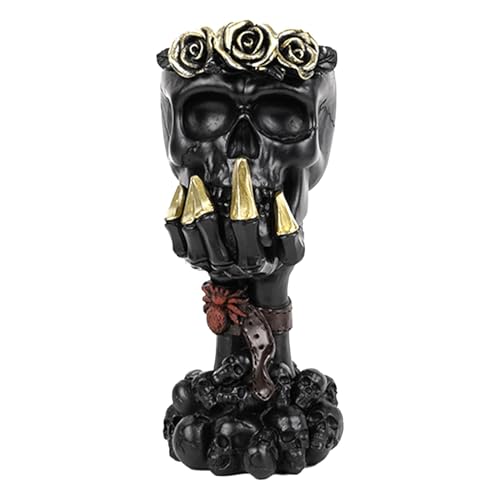 Totenkopf-Pflanzenvase – Übertopf, Totenkopf-, einzigartige Totenkopf-Töpfe | Einzigartiger Home-Horror-Gothic-Schädel-Töpfe, robuster Schreibtisch-Süßigkeitsschüssel-Kopf-Skelett-Übertopf von Generic