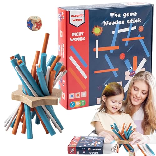 ,Tragbares Familienspaßspiel | Buntes Lernspielzeug, lustiges manuelles Herausforderungsspiel für Familientreffen, Holzstäbchen-Spielzeug, Holzstäbchen-Stapelspiel von Generic