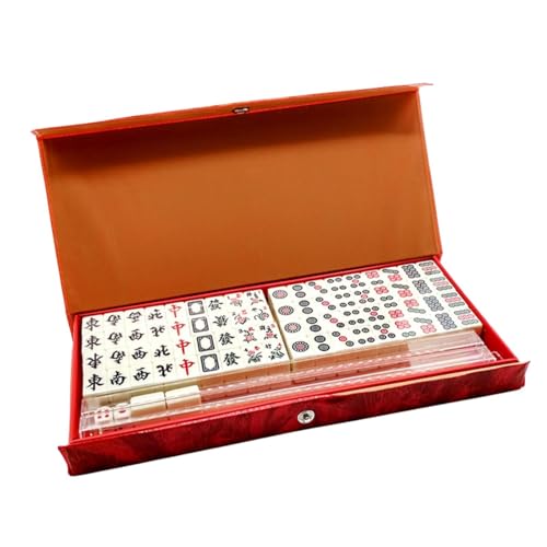 Tragbares Mahjong-Set, Reise-Mahjong-Spiel, Mahjong für zu Hause, 146 Spielsteine mit Ständern und Würfeln, Ständer und Würfel für chinesisches -Mahjong zu Hause, klassisches tragbares Desi von Generic