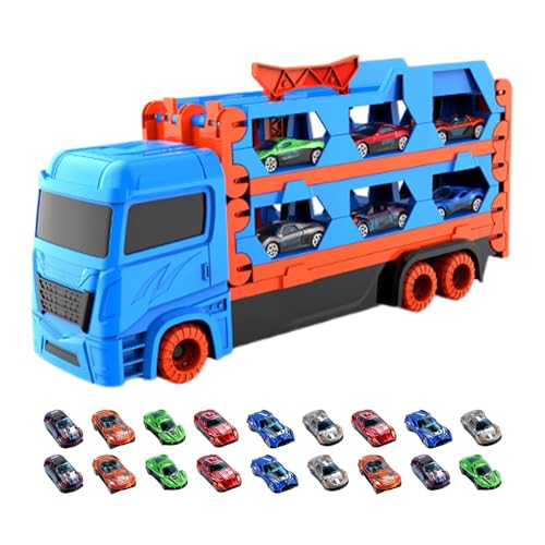 Transport-Autotransporter-Spielzeug, Auto-Rennstrecken-Spielzeug | Kreatives Trägerfahrzeug-Spielzeug,Auto-LKW-Spielzeug mit 18 kleinen Fahrzeugen für, Mädchen, Kleinkinder und Kinder von Generic