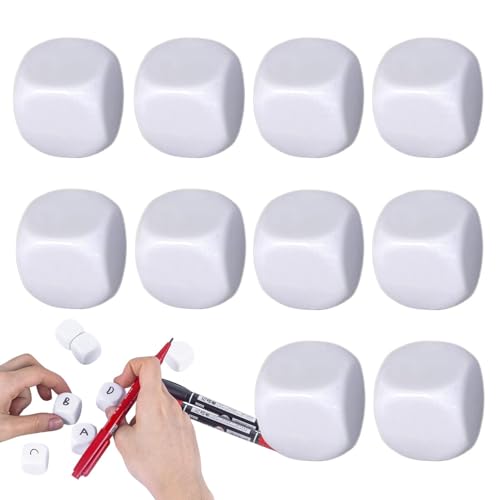 Trockenlöschbare Würfel, weiße Würfel | 10 runde weiße Acryl-Würfel - Sechsseitiges mathematisches Zählen, Leere Würfel für Kinder, Graffiti, Bausteine, pi Trockenlöschbare Würfel, weiße Würfel | 10 runde weiße Acryl-Würfel - Sechsseitiges mathematisches Zählen, Leere Würfel für Kinder, Graffiti, Bausteine, pi von Generic