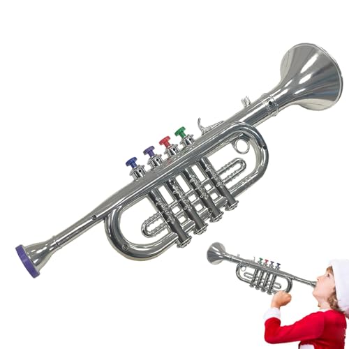 Trompeteninstrument Für Kinder – Musikpädagogisches Spielzeug, Lustiges Trompetenlernen | Realistische Simulationsmusik-Requisiten Mit 4-Ton-Horn, Leichtes Spielzeug-Trompeten-Blechinstrument Für Anfä von Generic