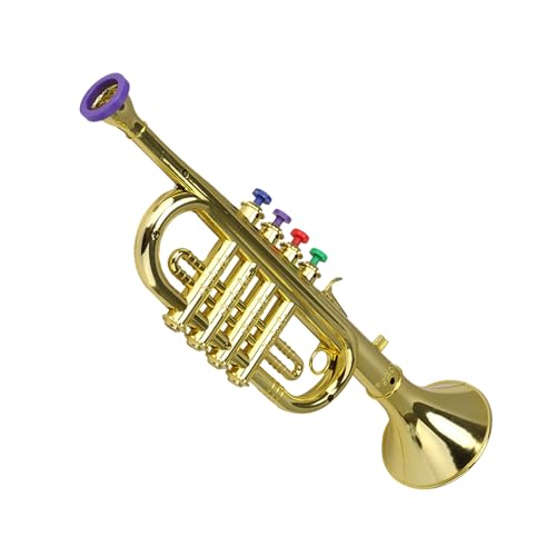 Trompetenspielzeug für – leichtes Horn, Simulationsinstrument | Trompete aus farbigem Kunststoff mit vierfarbigen Knöpfen und realistischer Form für die frühzeitige gesunde Erkundung, Lernen Trompetenspielzeug für – leichtes Horn, Simulationsinstrument | Trompete aus farbigem Kunststoff mit vierfarbigen Knöpfen und realistischer Form für die frühzeitige gesunde Erkundung, Lernen von Generic