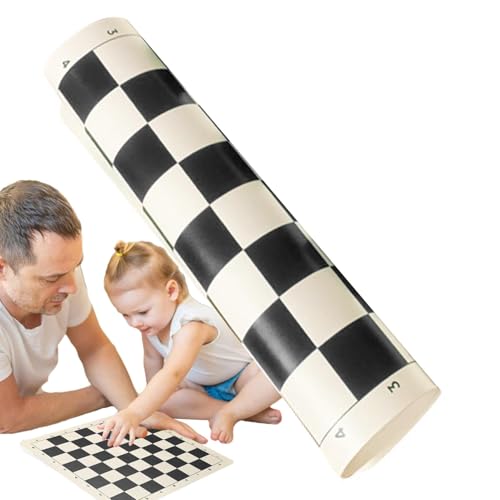 Turnierschachbrett - Soft Chess Game Matte, Rollbarable Checkers Folding Board | Kompaktes und tragbares Turnierschachbrett, langlebig und leicht für Familienversammlungen und -feiern reisen und spiel von Generic