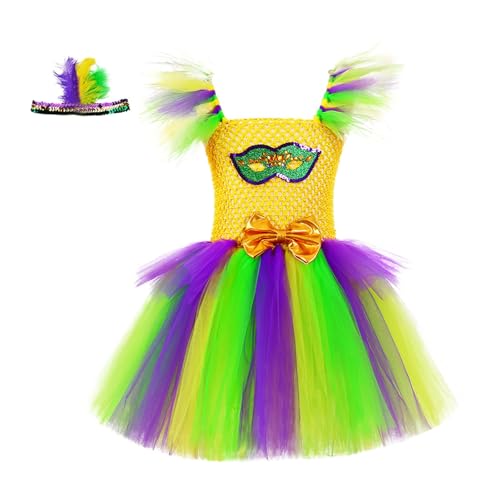 Tutu-Rock für Mädchen Karneval Karneval Mädchen Kleid DREI Farben Helle Seite Mit PompöSen Kleid Party Kleid Leistung Karneval Party Rock Tutu (Green, S) von Generic