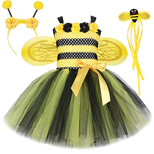 Tutu-Rock für Mädchen Karneval Kinder Kleinkind Baby Mädchen Frühling Sommer Floral Biene Kostüm Kostüme Halloween Karneval Kostüm Zubehör Set Tutu Prinzessin Kleid Karneval (Yellow, 10-12 Years) von Generic