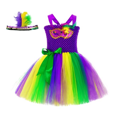 Tutu-Rock für Mädchen Karneval MäDchen Kleid DREI Farben Helle Seite Mit PompöSen Kleid Party Kleid Leistung Karneval Party Tanz (Purple, S) von Generic