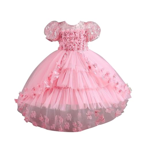 Tutu-Rock für Mädchen Karneval Spitze Blütenblatt Kinder Hochzeit Kleid Prinzessin Kleid Kleine Mädchen Schleppe Kleid Kinder Kleid Karneval Party Tanz (4-5 Years) von Generic