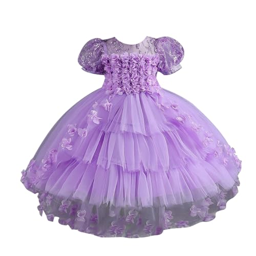 Tutu-Rock für Mädchen Karneval Spitze Blütenblatt Kinder Hochzeit Kleid Prinzessin Kleid Kleine Mädchen Schleppe Kleid Kinder Kleid Karneval Party Tanz (Purple, 4-5 Years) von Generic